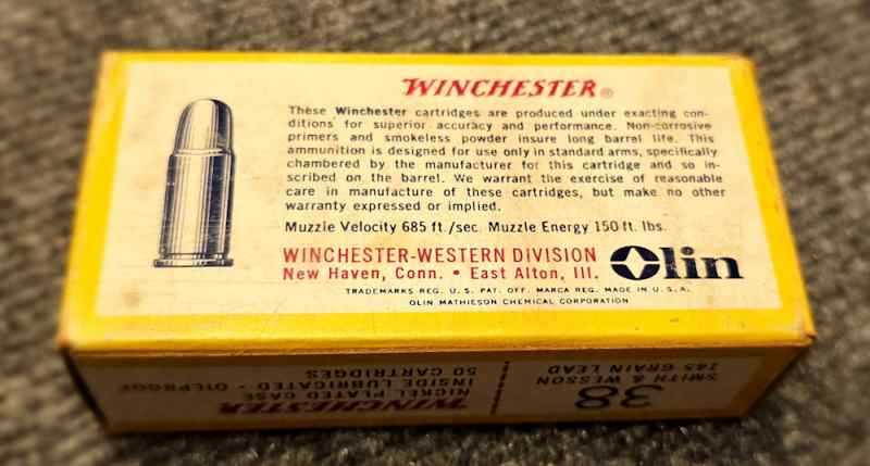 Vintage Winchester Ammunition .38 S&amp;W 145 gr Lead 