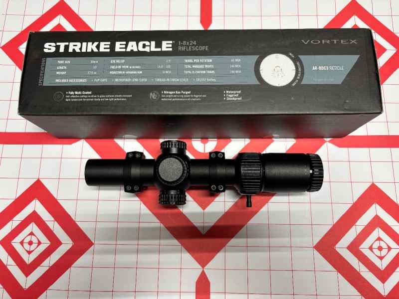 Vortex strike eagle 1-8 LPVO  w/ Warne rings