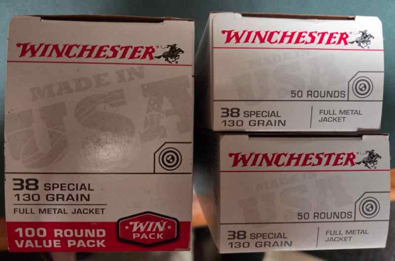 38 Special 130gr Winchester, 100rd = $50