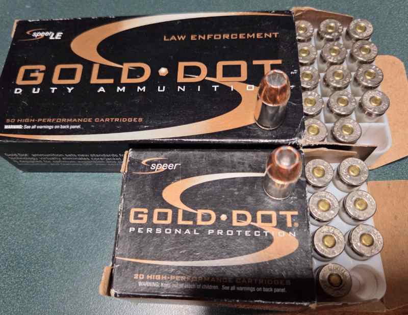 45 GAP Speer Gold Dot jhp, nickel, 70rd = $50
