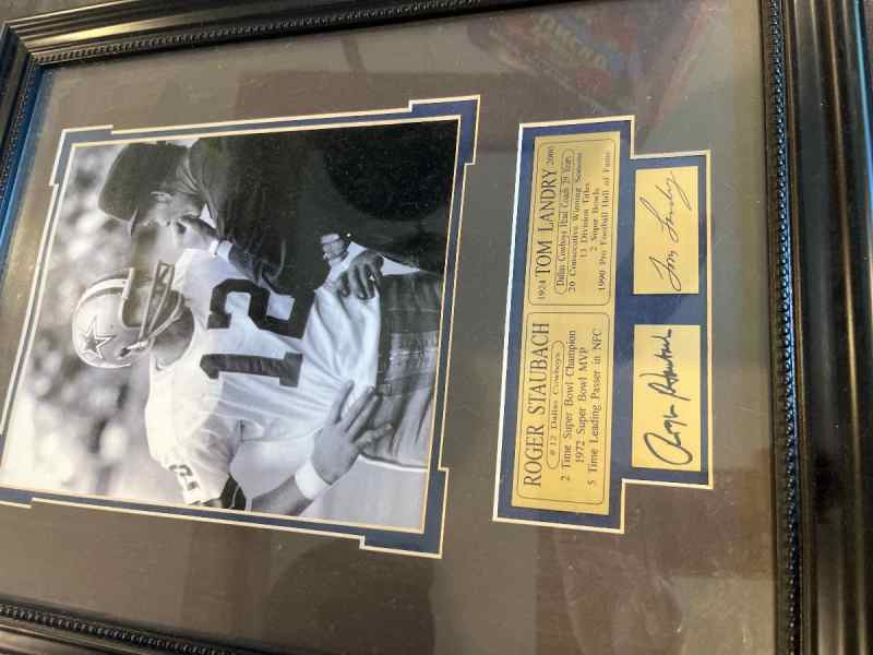 Signed Roger staubach Tom Landry photo