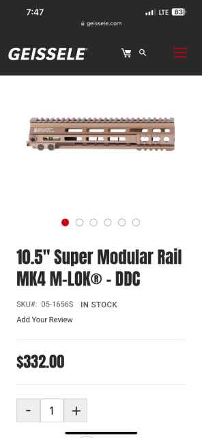 Geissele 10.5” mk4 handguard ddc 