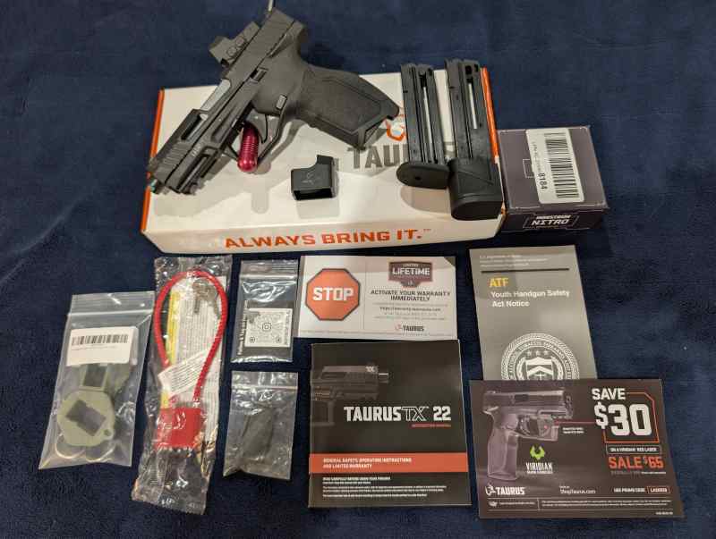 Taurus TX-22 Black T.O.R.O. 4.6 Inch, w/Red Dot 