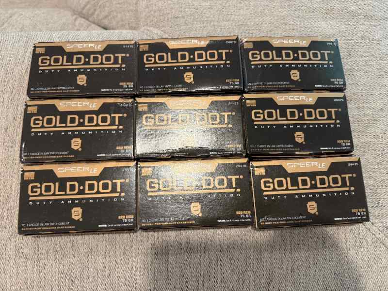 Speer Gold Dot 223 75gr GDSP (180 rounds). 