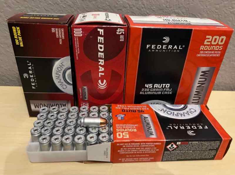 550 Rounds Federal .45 ACP FMJ Aluminum