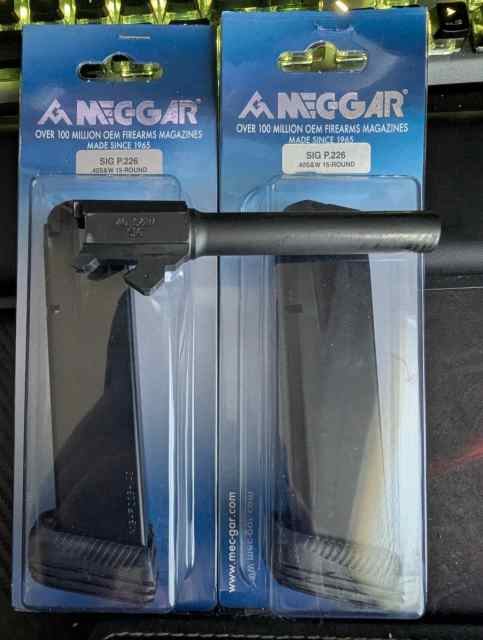 Mec-gar .40 p226 mags new and p226 .40 barrel